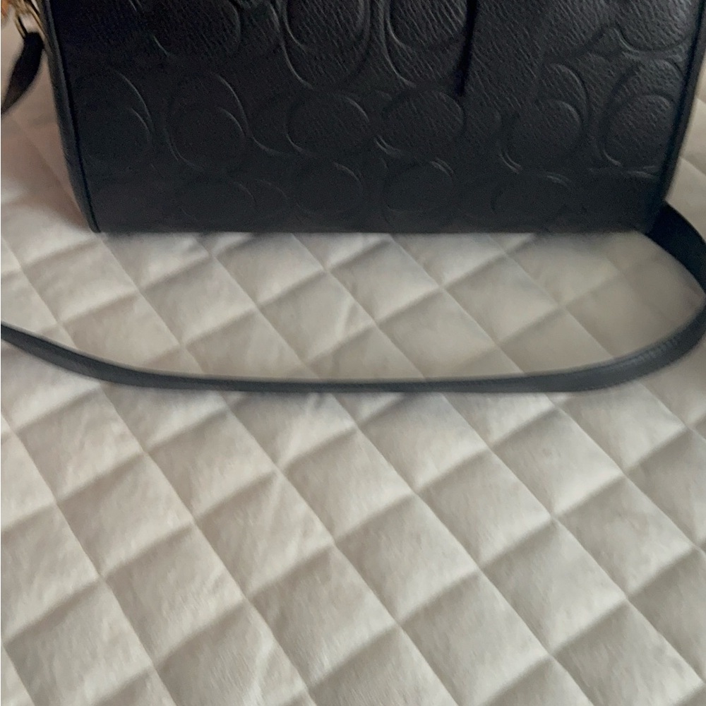 Coach Black Embossed Leather Satchel with Gold Hardware - Picture 4 of 5